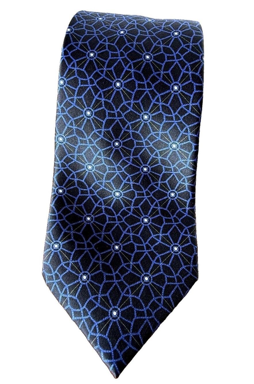 Stefano Ricci Italy 100% Silk Geometric Blue Black Luxury Designer Necktie 60”